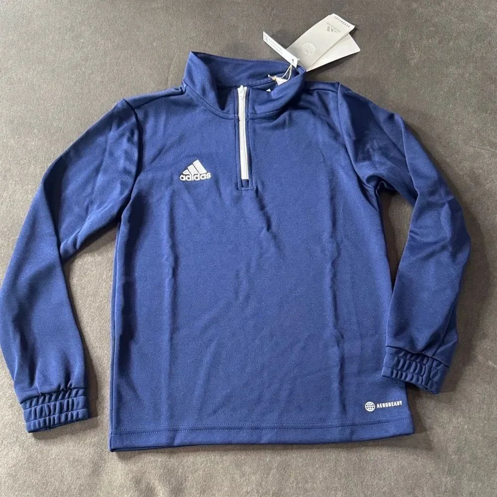 Adidas Youth Unisex Navy 1/4 Zip Athletic Sweatshirt Size M NWT